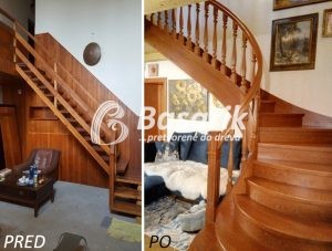 drevené schody pred a po